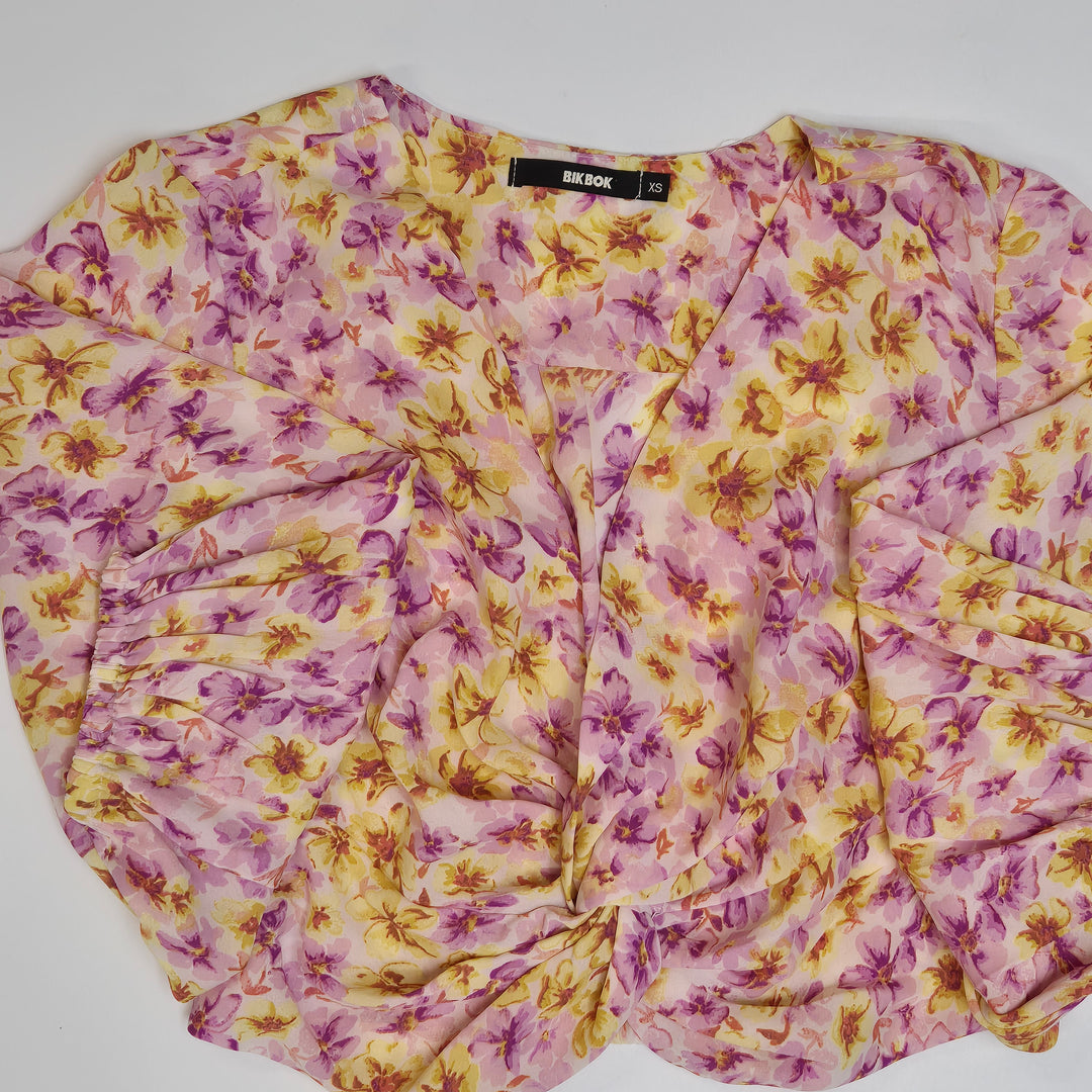 Färgglad blommig Bik Bok blus XS