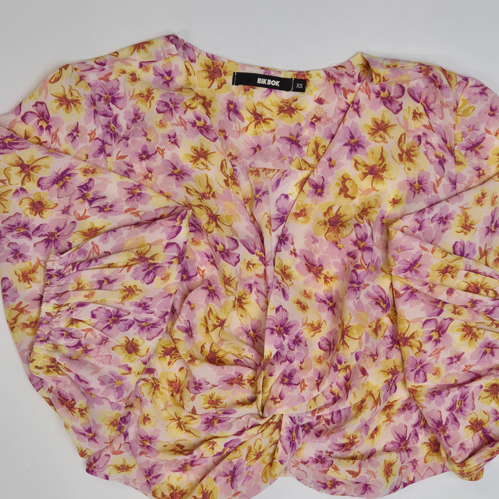 Färgglad blommig Bik Bok blus XS