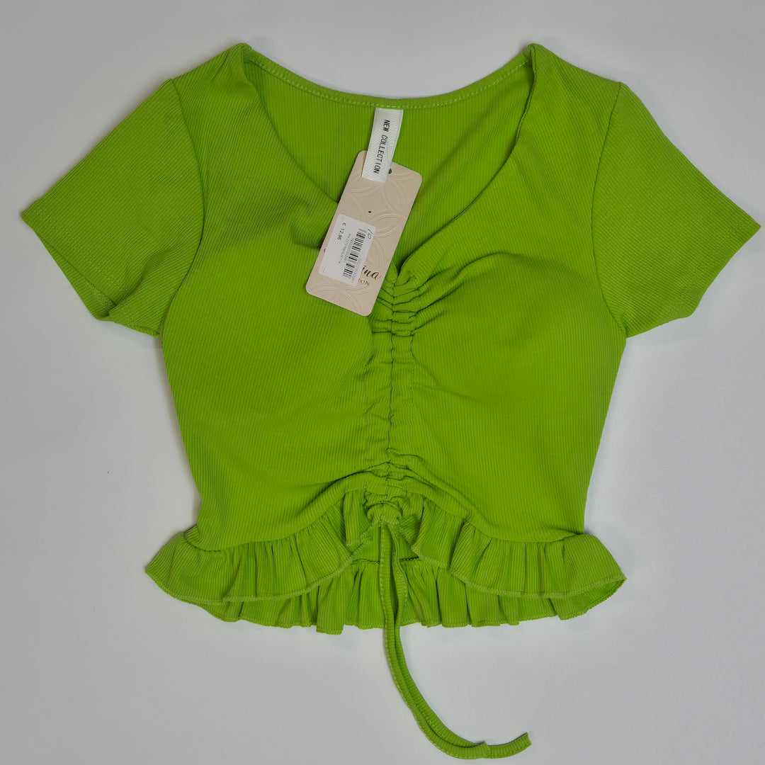 Grön vintage topp med volanger