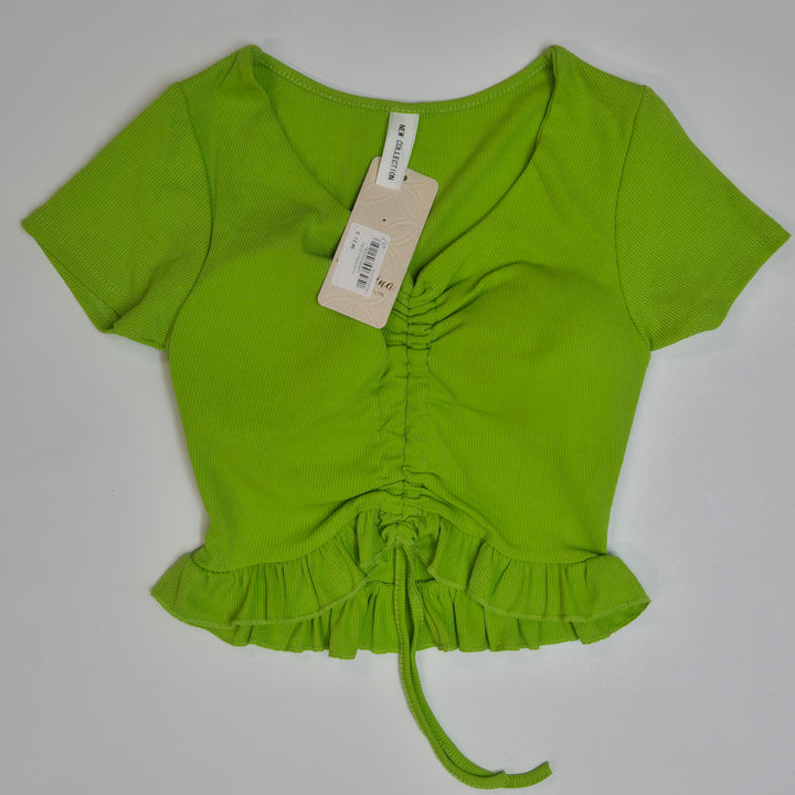 Grön vintage topp med volanger