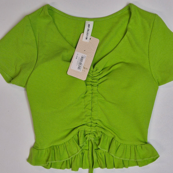 Grön vintage topp med volanger