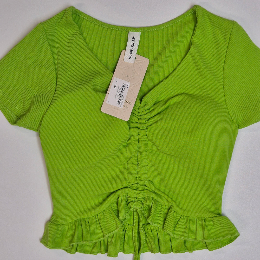 Grön vintage topp med volanger