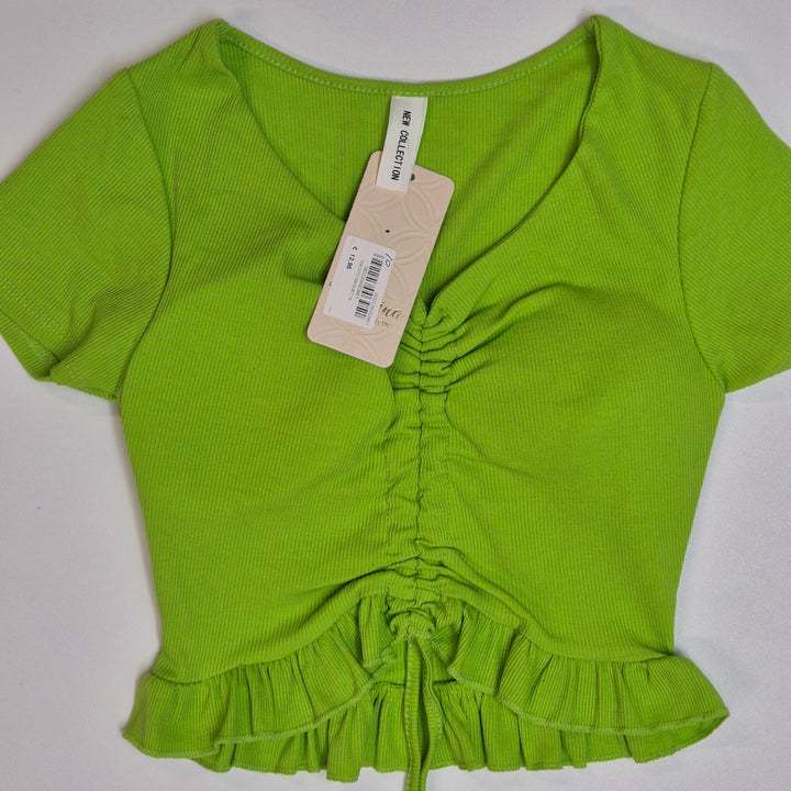 Grön vintage topp med volanger