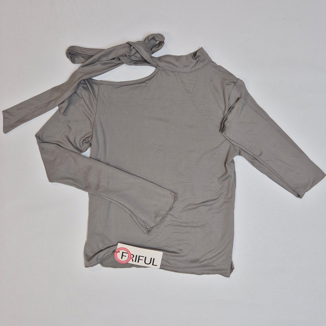 Elegant grå Friful topp med knytdesign