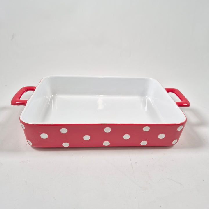 GreenGate retro ugnsform rödvit prickig keramik