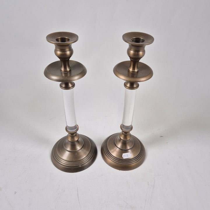 Elegant retro ljusstake i mässing och glas