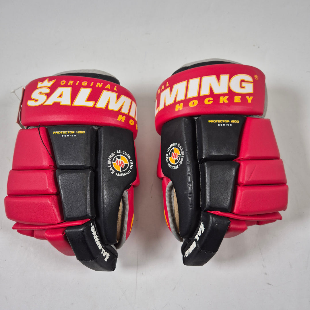 Salming innebandyhandskar medium röd svart