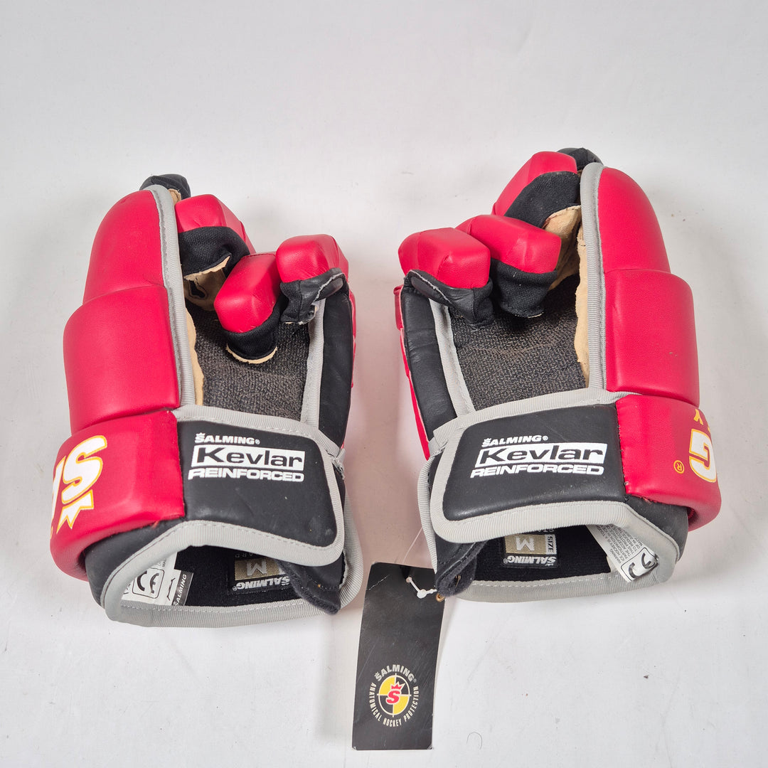 Salming innebandyhandskar medium röd svart