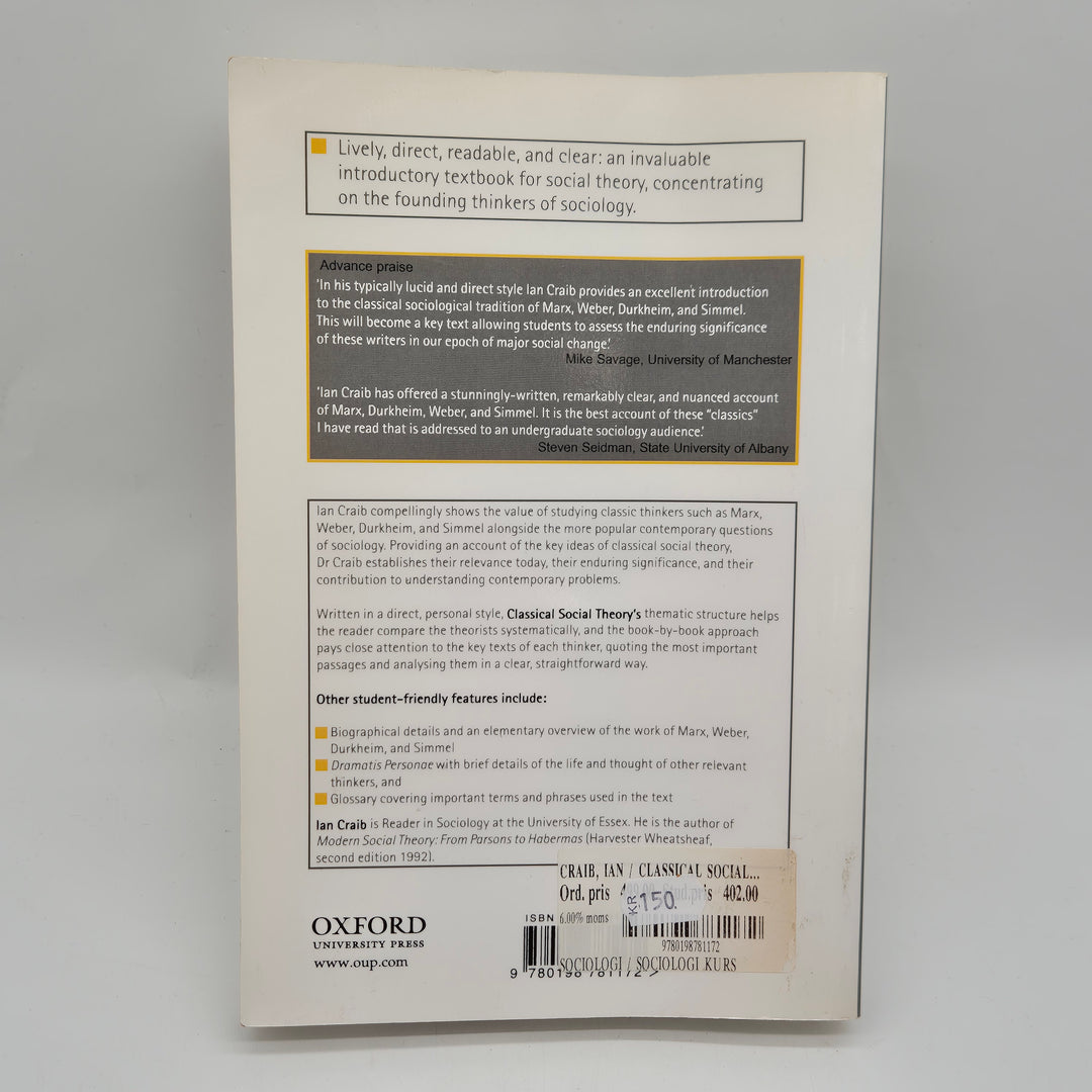 Classical Social Theory av Ian Craib bok