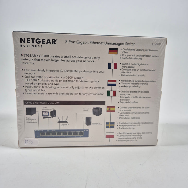 Netgear GS108 gigabit nätverksswitch 8 portar