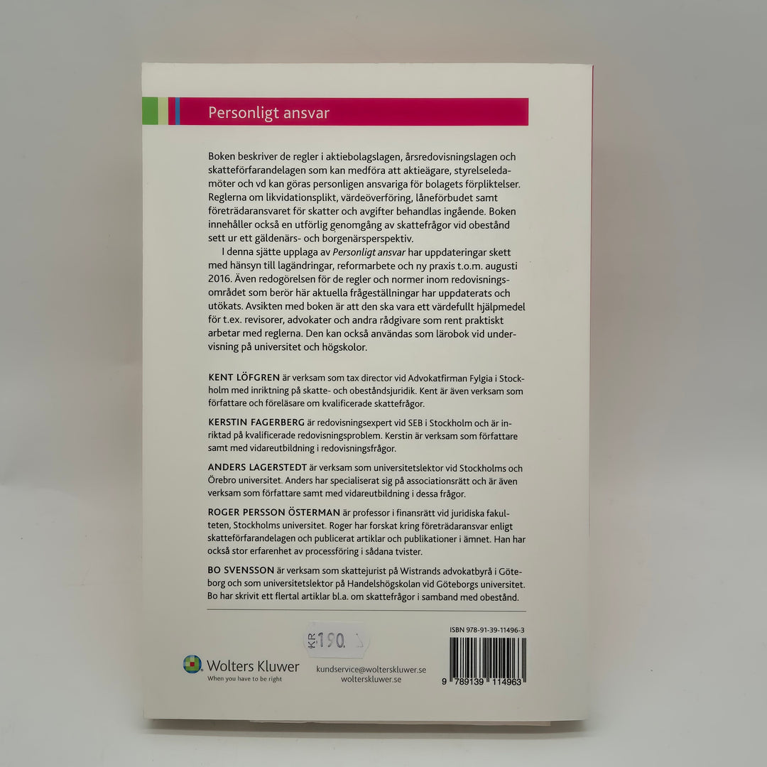 Personligt ansvar juridisk fackbok Wolters Kluwer