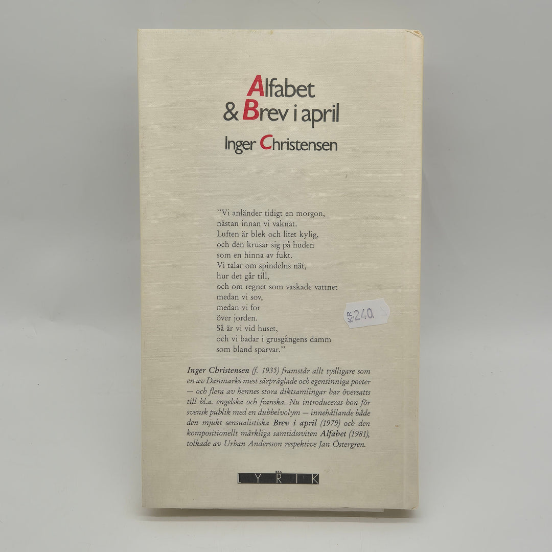 Alfabet och Brev i april Inger Christensen bok