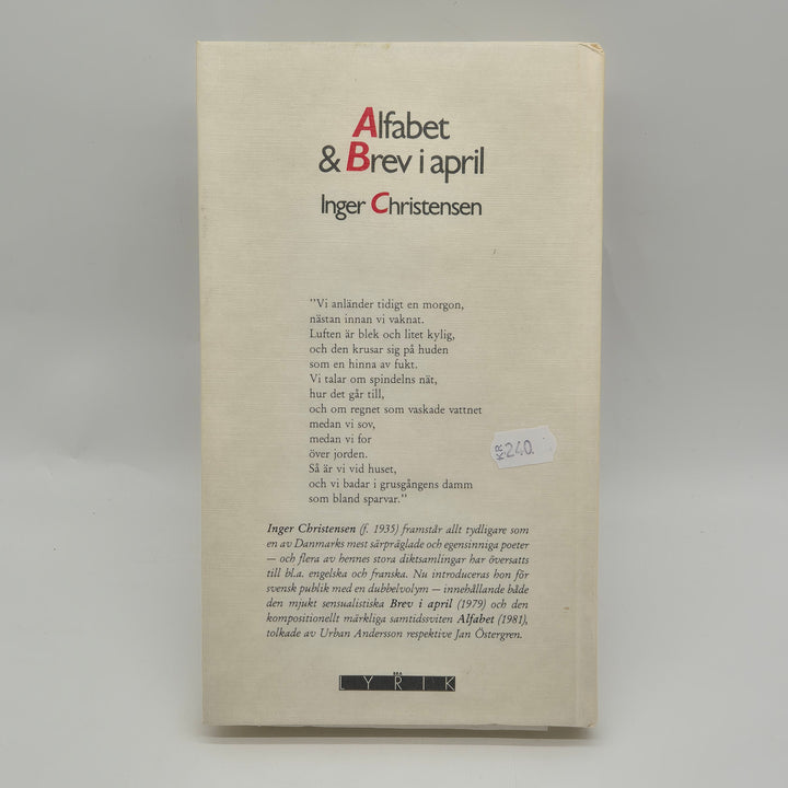 Alfabet och Brev i april Inger Christensen bok