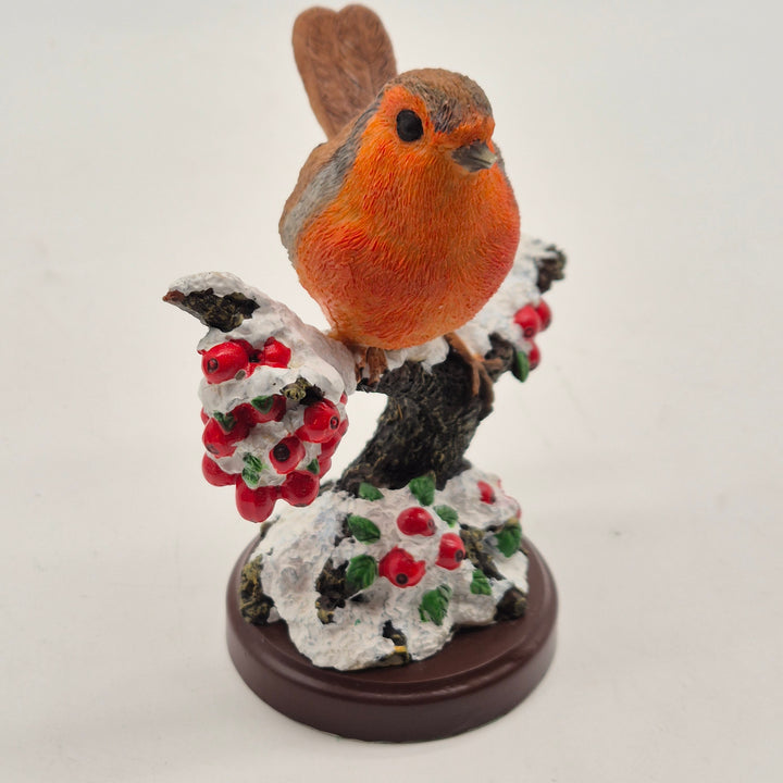 Rödhake på snötäckt gren Atlas Editions figur