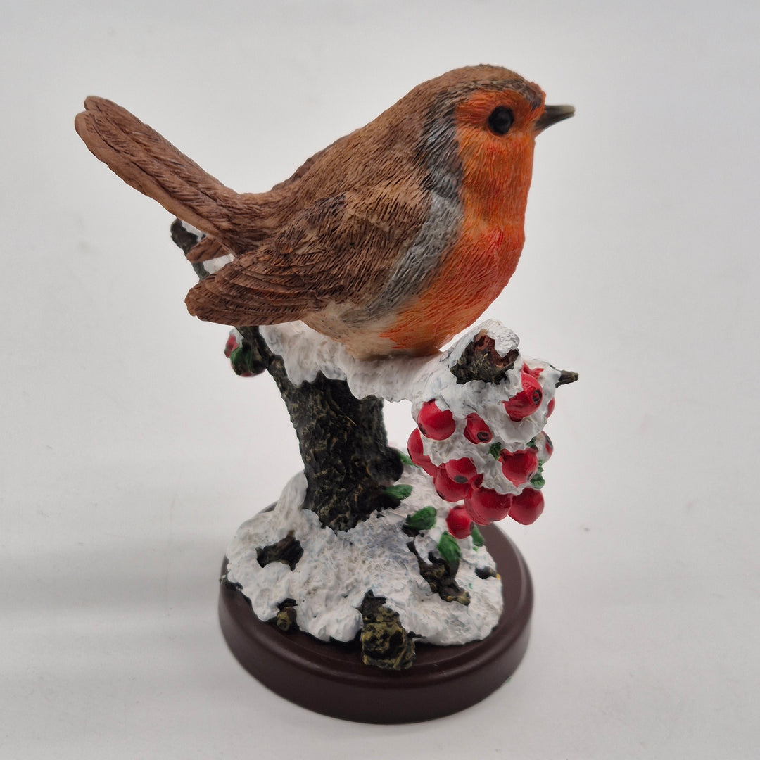 Rödhake på snötäckt gren Atlas Editions figur