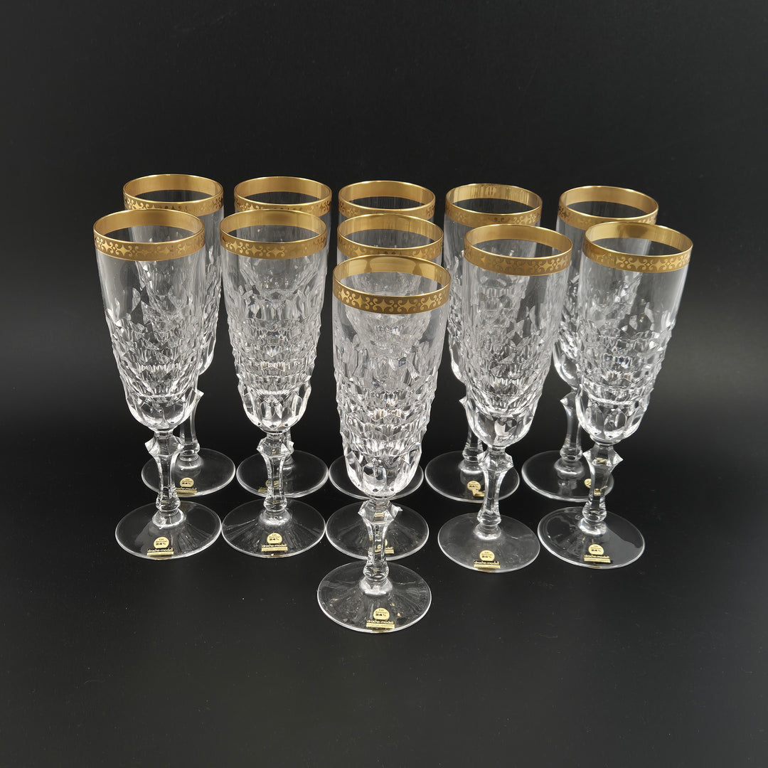Retro kristallglas med guldkant 11-pack