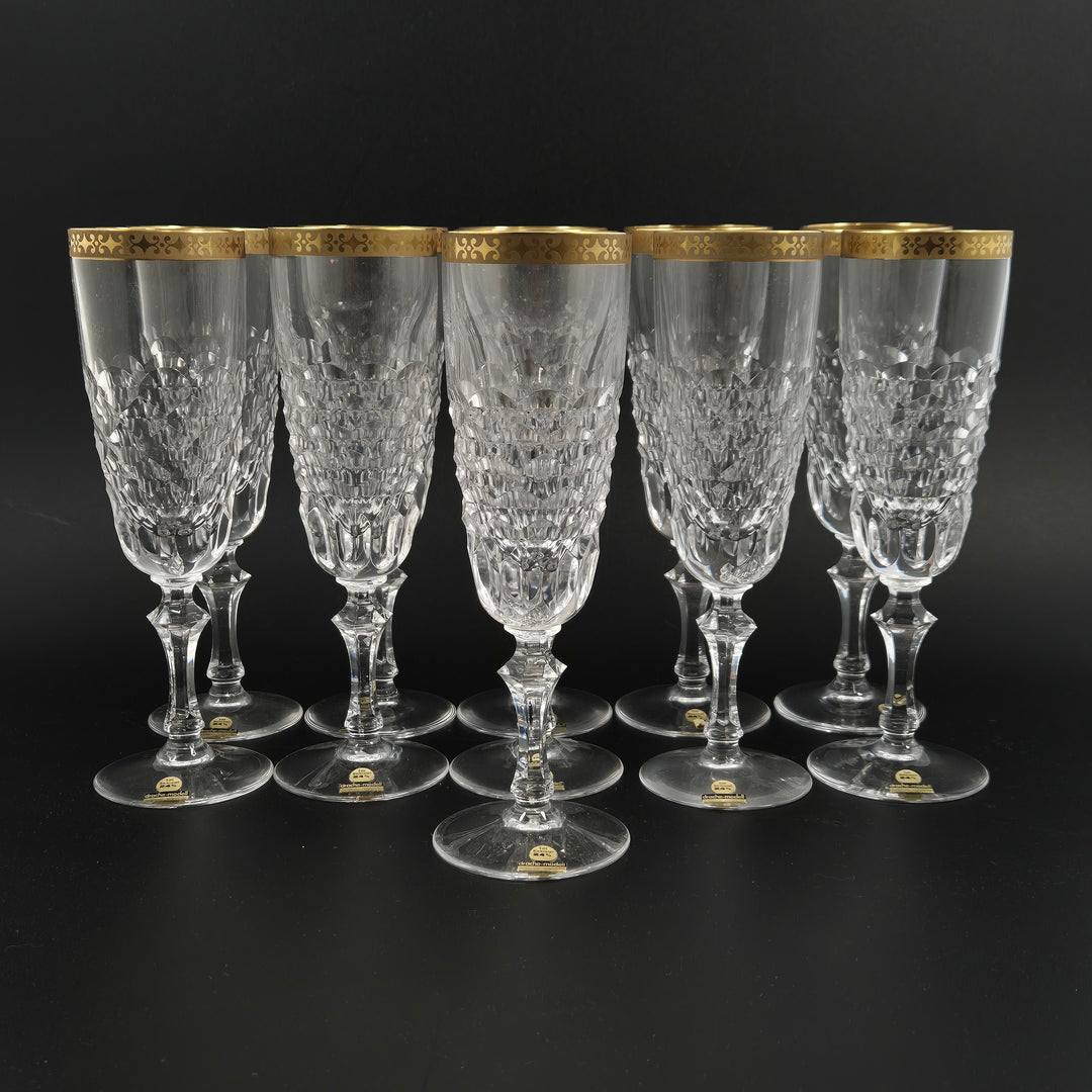 Retro kristallglas med guldkant 11-pack