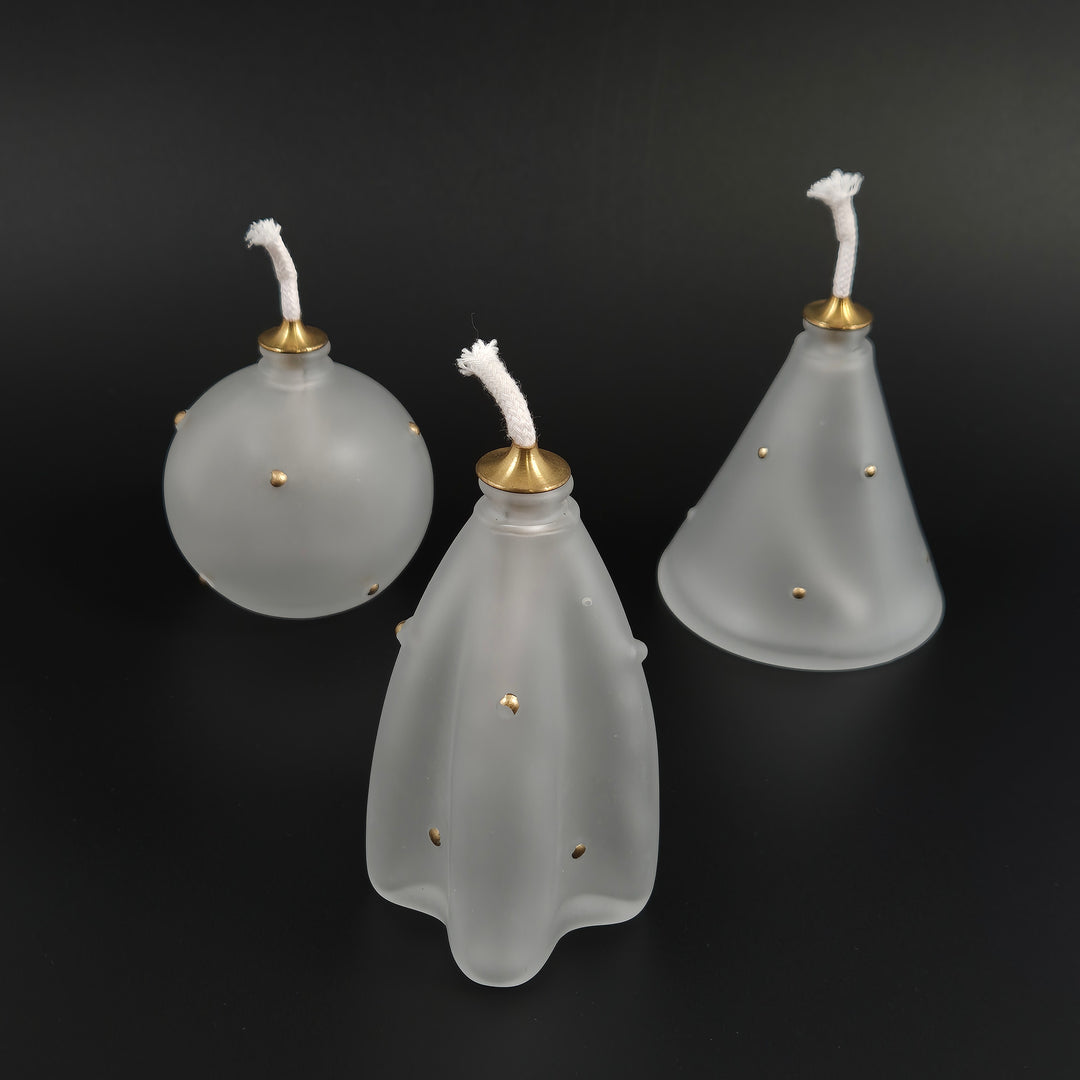 Stilrena oljelampor i frostat glas 3 pack