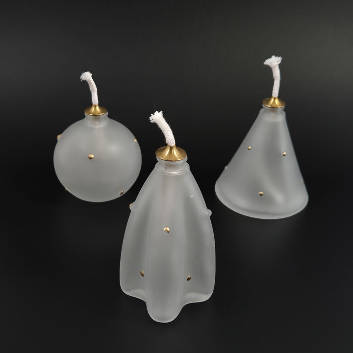 Stilrena oljelampor i frostat glas 3 pack