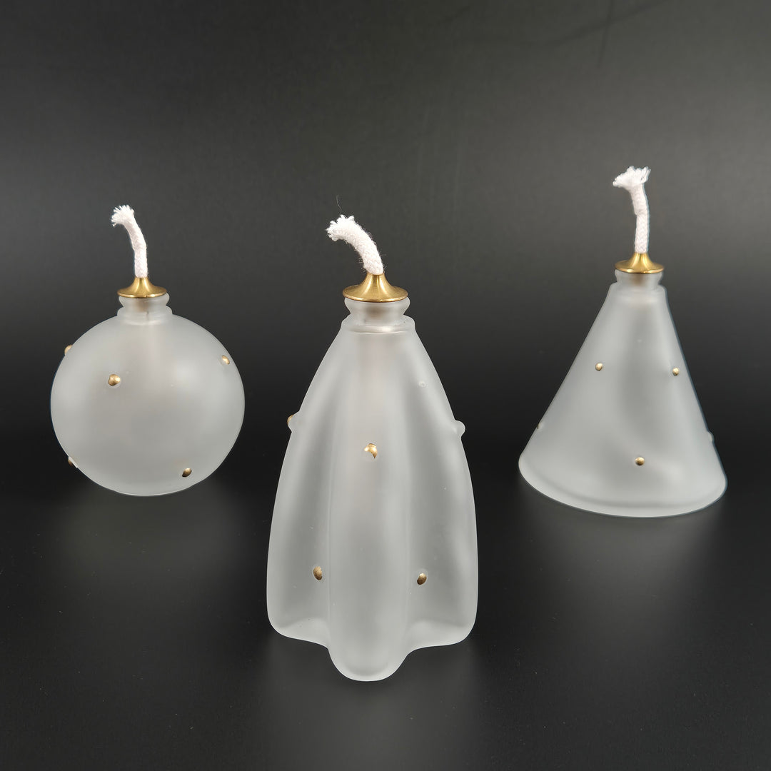 Stilrena oljelampor i frostat glas 3 pack