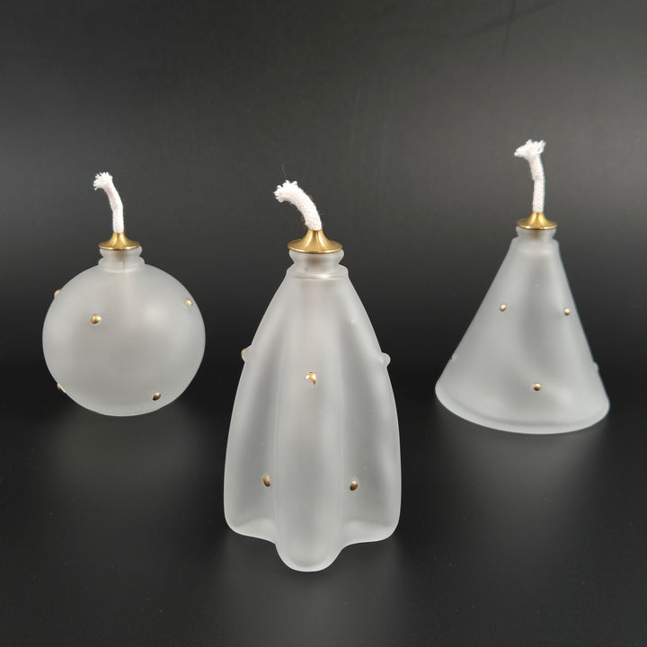 Stilrena oljelampor i frostat glas 3 pack