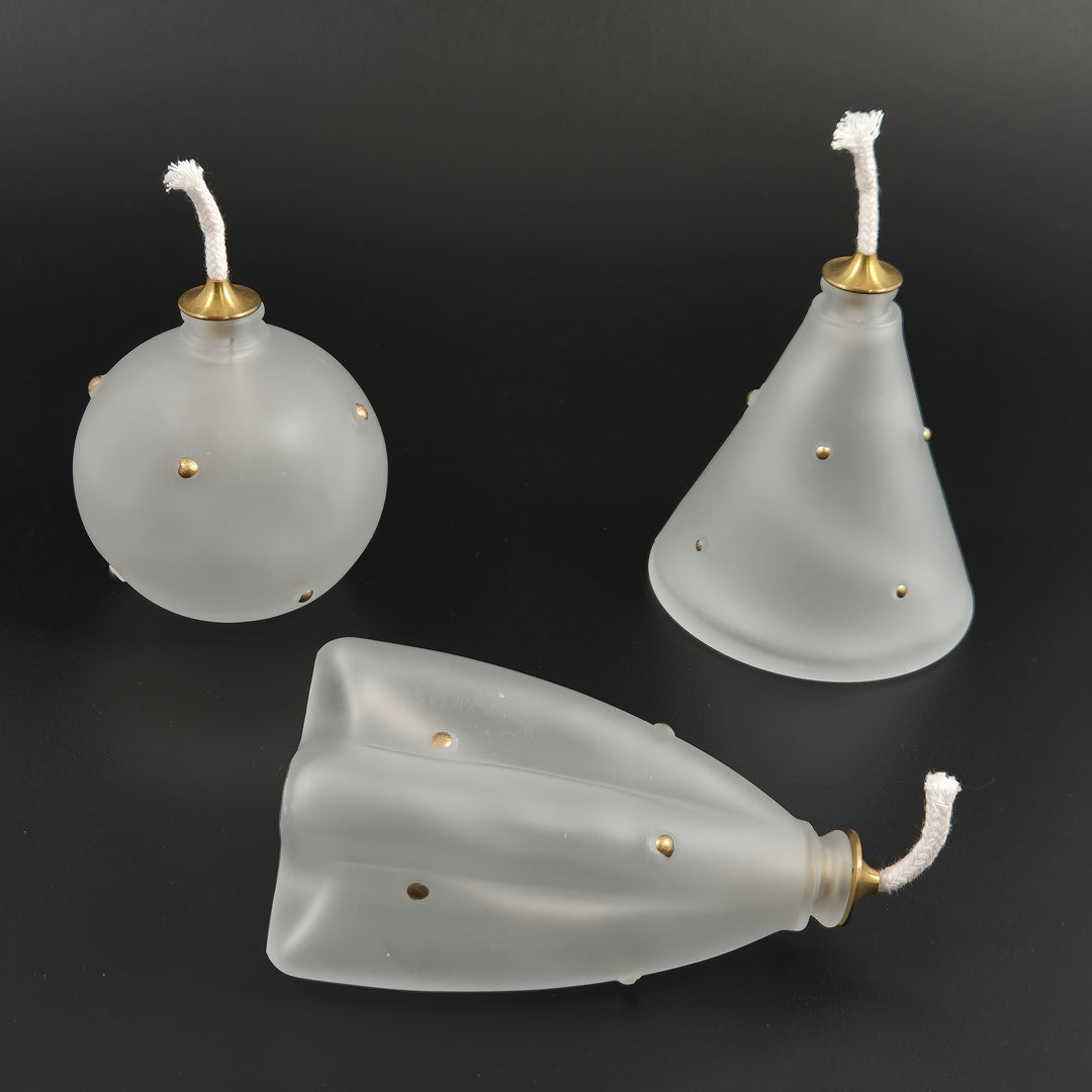 Stilrena oljelampor i frostat glas 3 pack