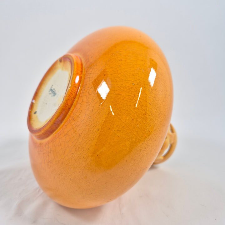 Retro orange keramikvas med krackelerad glasyr
