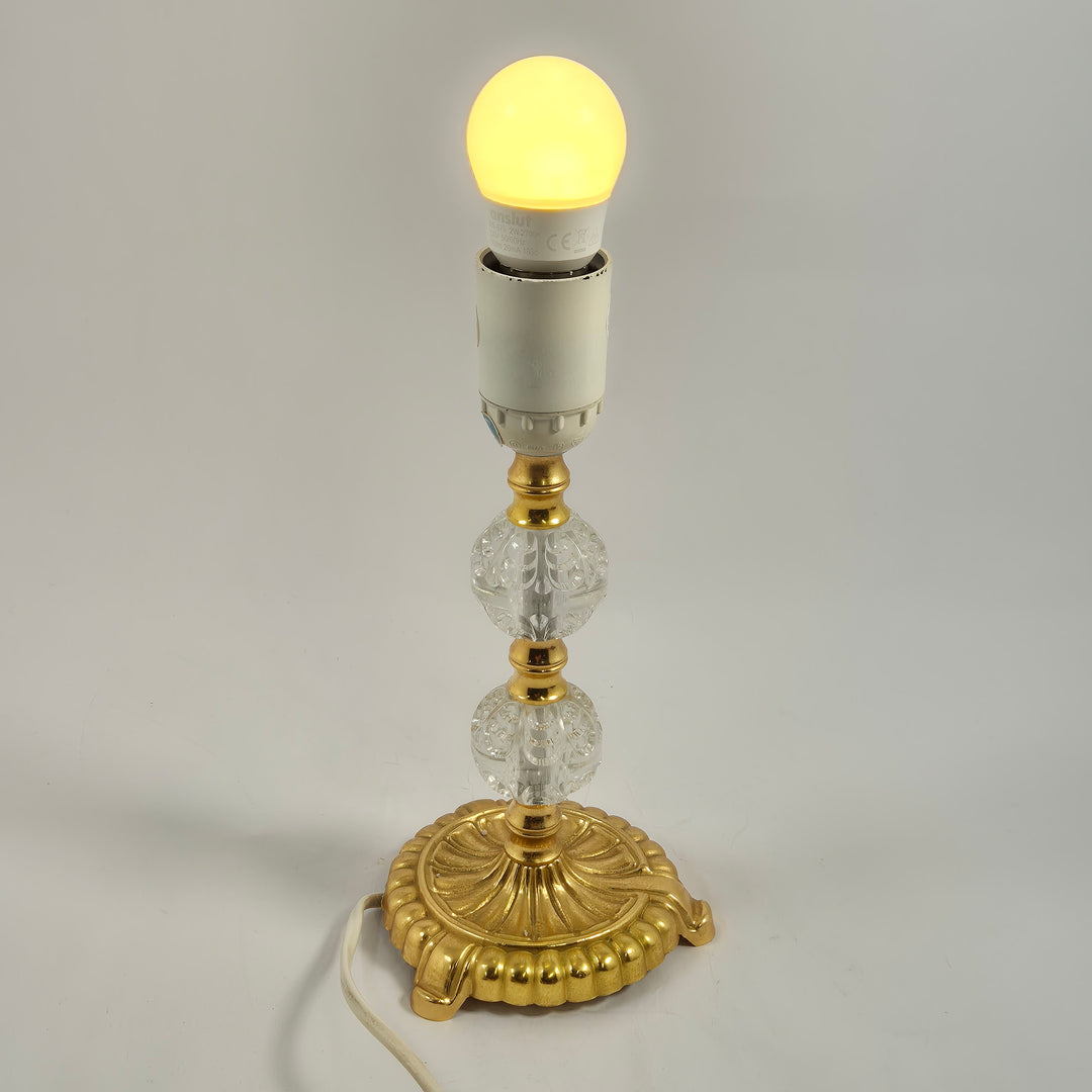 Elegant retro bordslampa med guldfot och glas