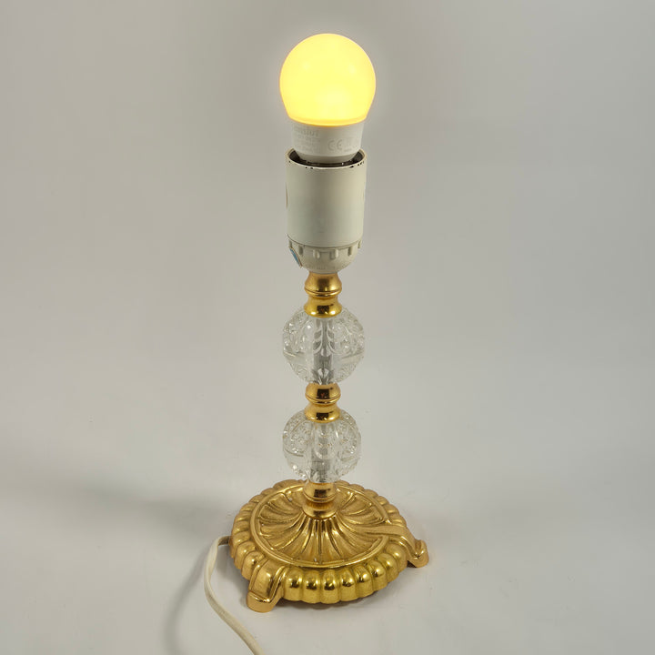 Elegant retro bordslampa med guldfot och glas