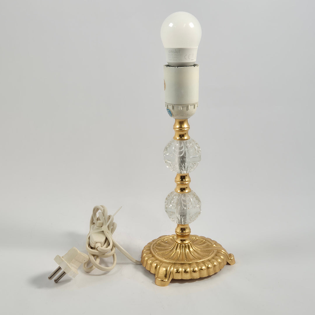 Elegant retro bordslampa med guldfot och glas
