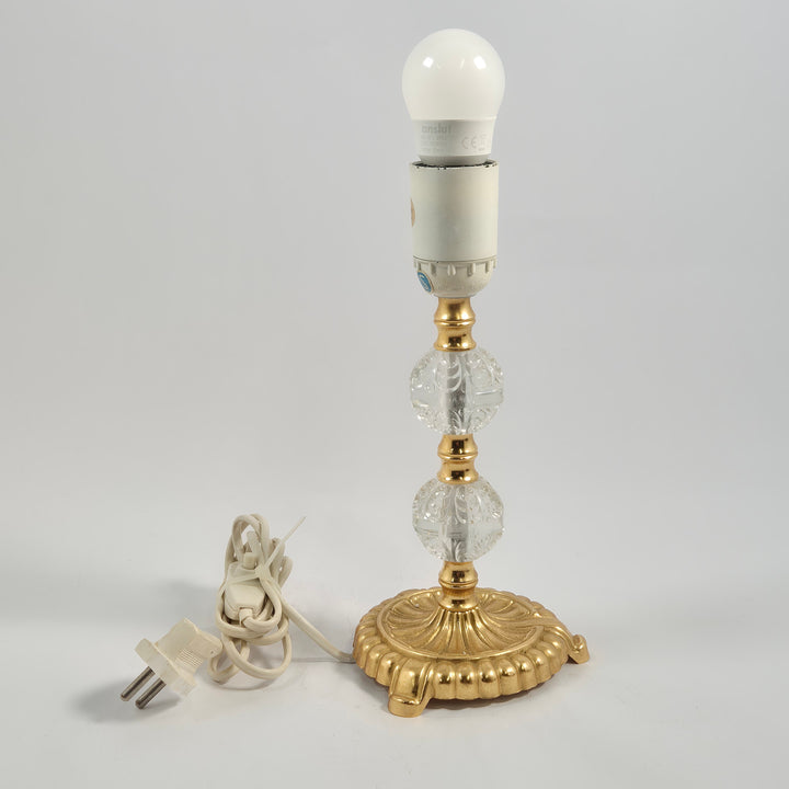 Elegant retro bordslampa med guldfot och glas