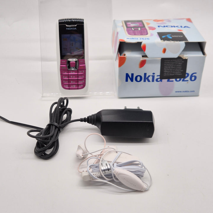 Retro Nokia 2626 rosa vit mobiltelefon
