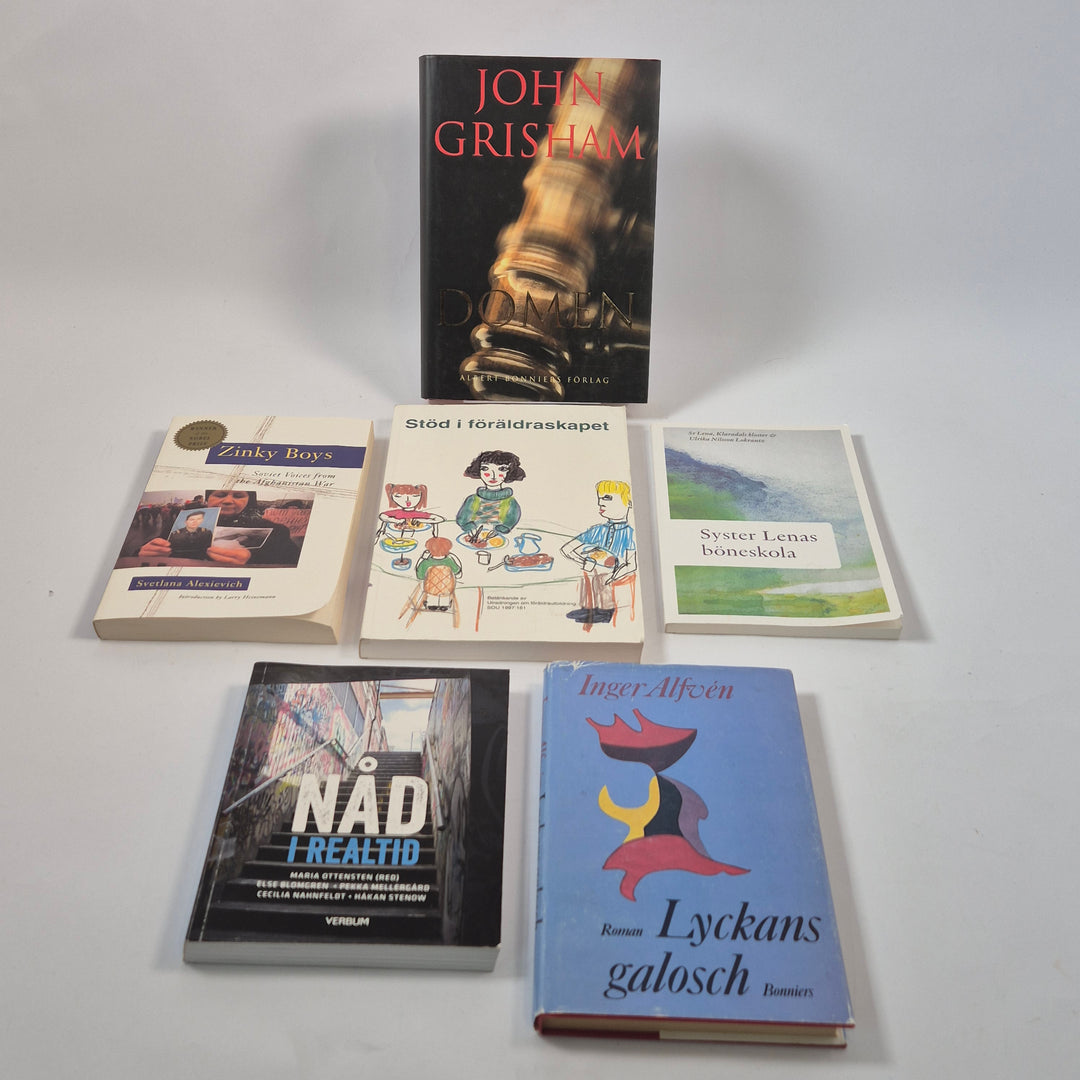 Bokpaket sex titlar blandad skön- och facklitteratur