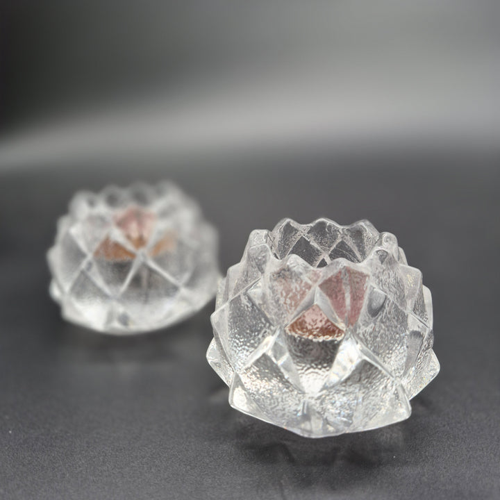 Skulpturala ljuslyktor i klart glas 2-pack