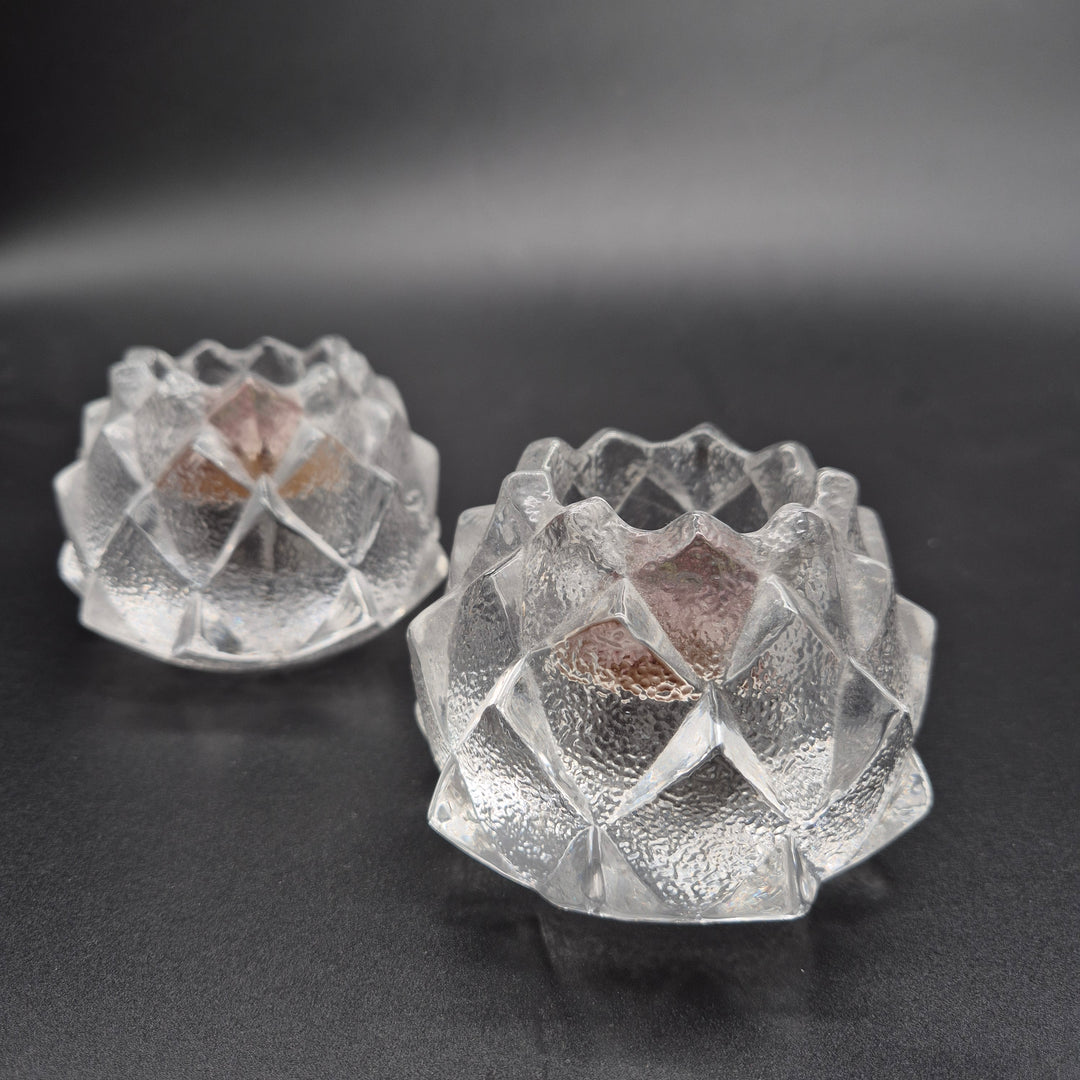 Skulpturala ljuslyktor i klart glas 2-pack