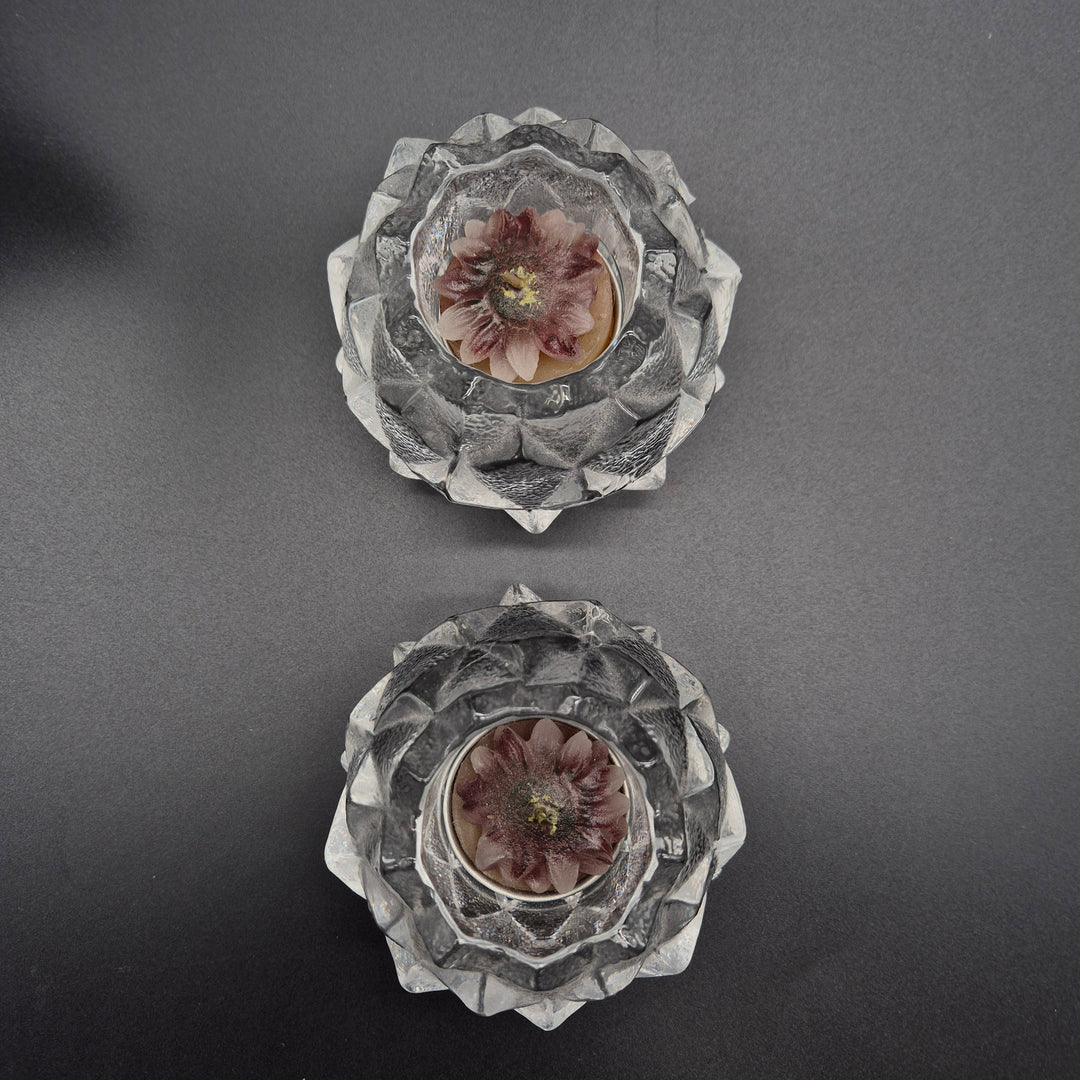 Skulpturala ljuslyktor i klart glas 2-pack