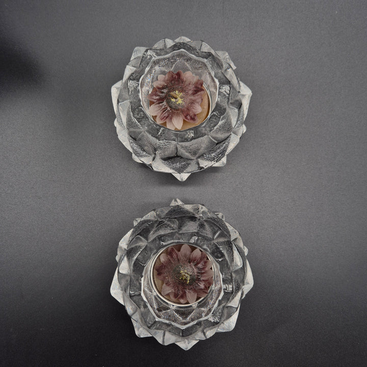 Skulpturala ljuslyktor i klart glas 2-pack