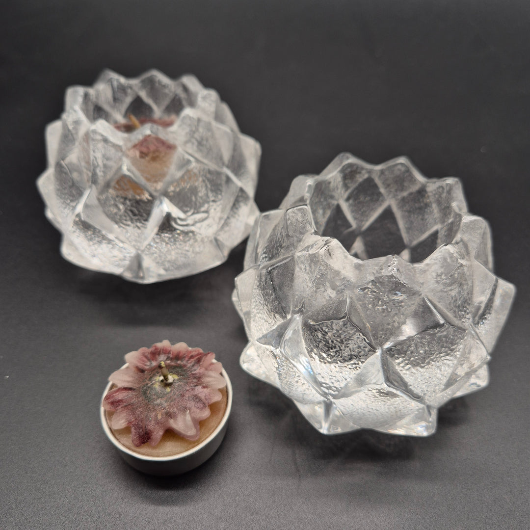 Skulpturala ljuslyktor i klart glas 2-pack