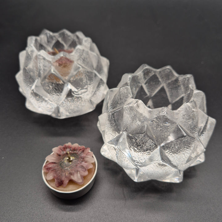 Skulpturala ljuslyktor i klart glas 2-pack