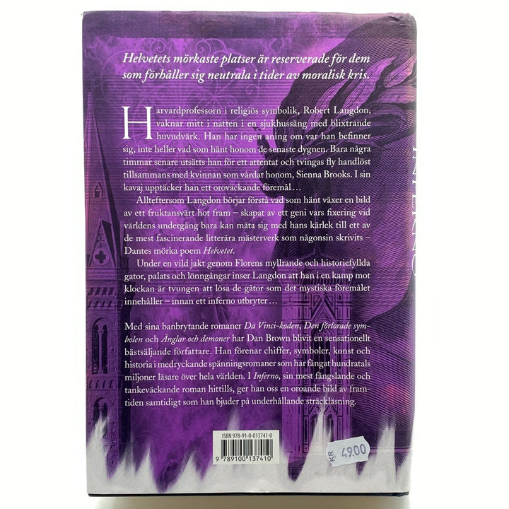 Dan Brown Inferno inbunden lila omslag - Homy Secondhand Online