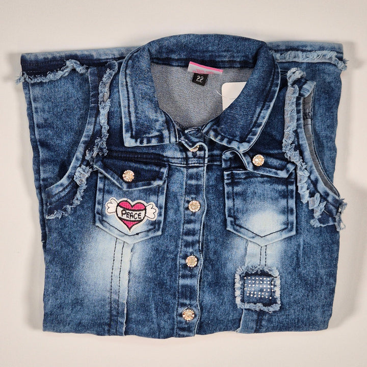Ärmlös Jeansklänning med Dekorativa Märken - Homy Secondhand Online