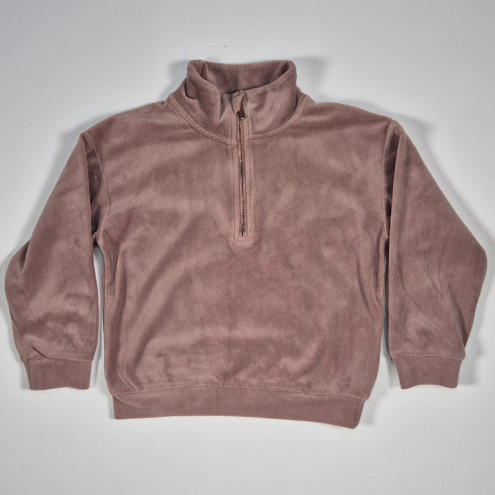 Brun Fleece Tröja med Halvdragkedja - Homy Secondhand Online