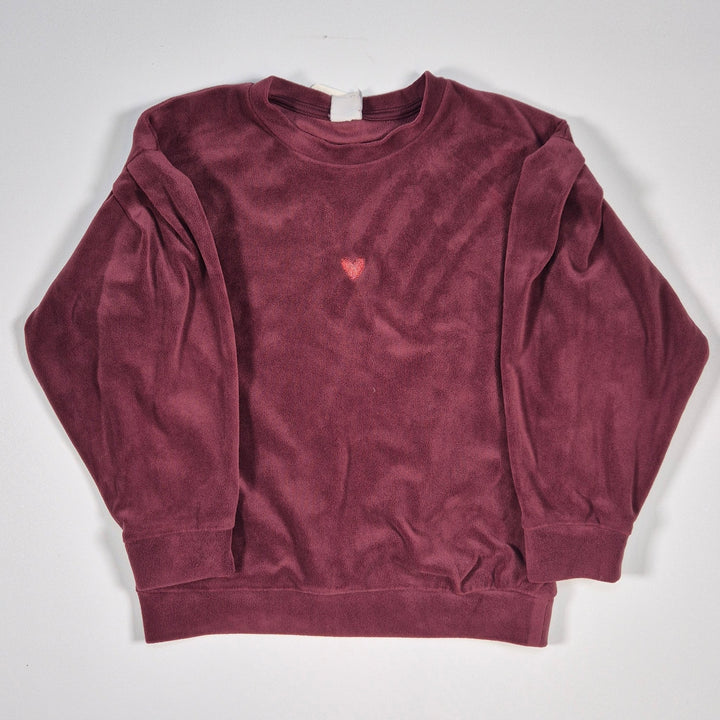 Vinröd Sweatshirt med Hjärtdetalj, Unisex - Homy Secondhand Online
