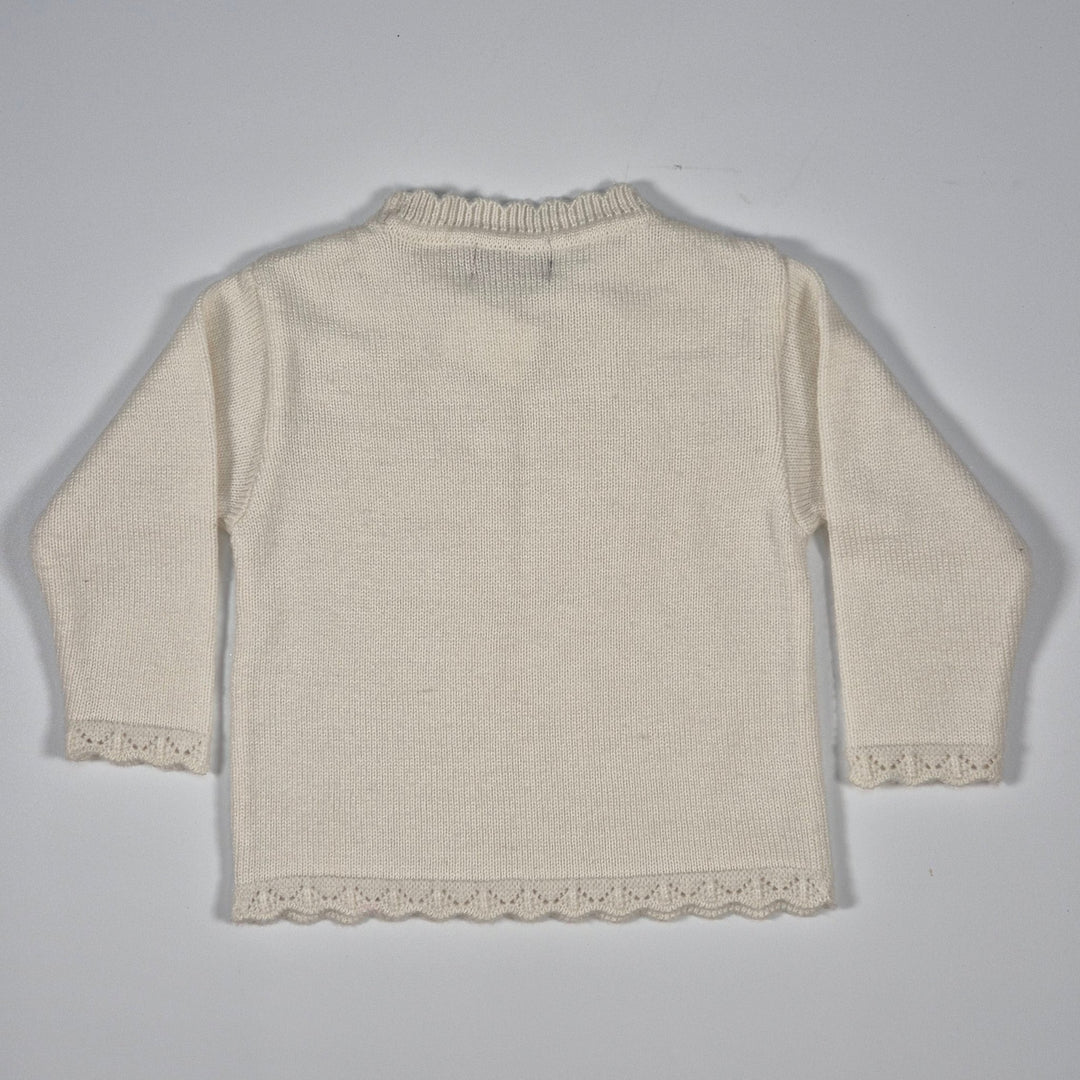 Charmig stickad tröja med blomdekorationer för barn - Homy Secondhand Online