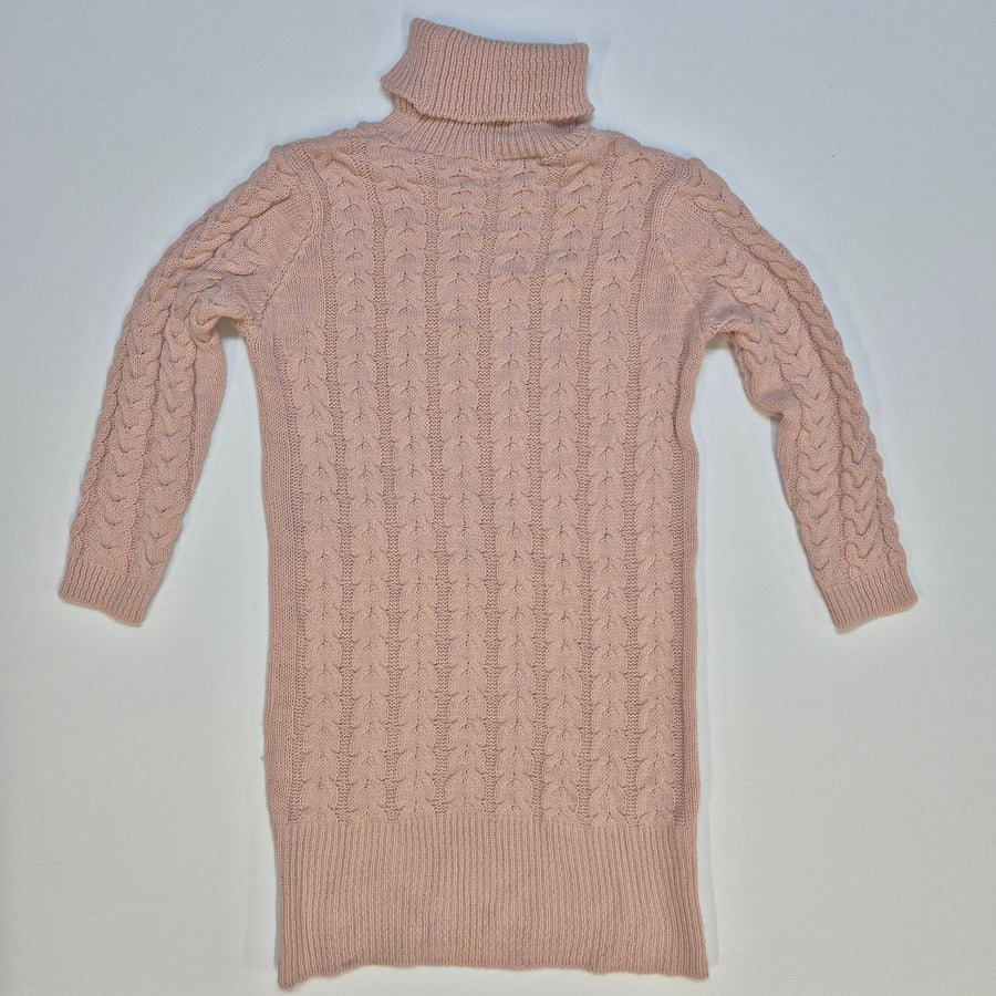 Rosa stickad polokläning med flätade detaljer - Homy Secondhand Online