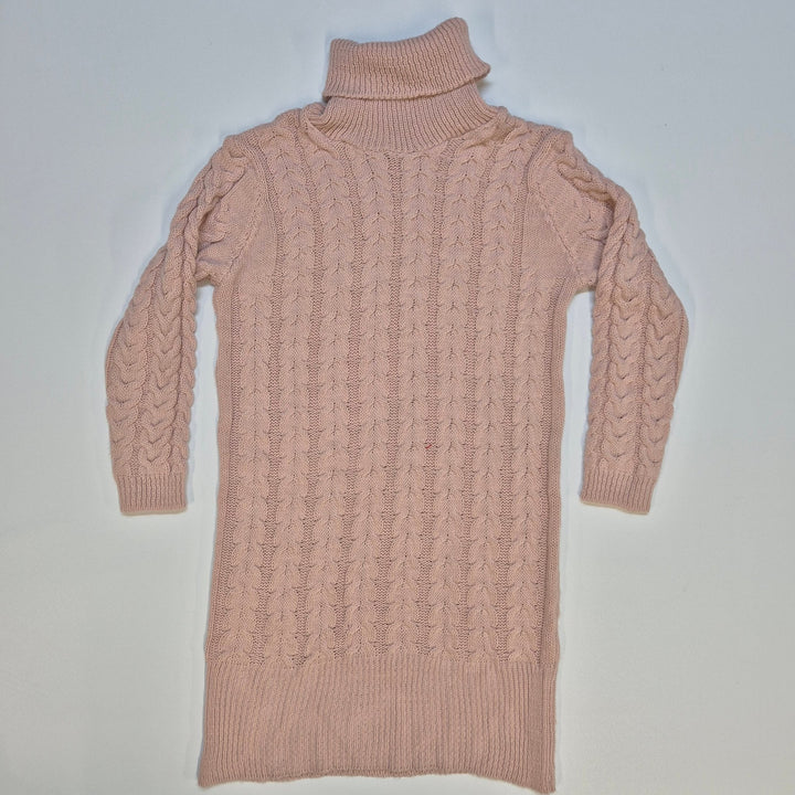 Rosa stickad polokläning med flätade detaljer - Homy Secondhand Online