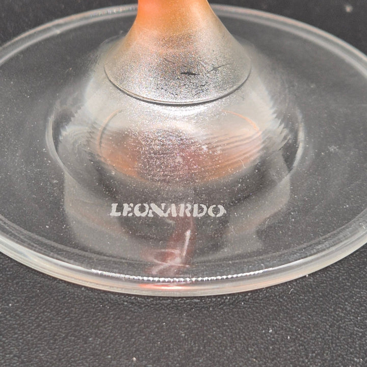 Leonardo Crystal Martini Glass Orange Twisted Bent Stem 6 7/8" H - Homy Secondhand Online