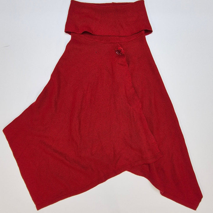 Asymmetrisk röd stickad poncho med knapp – Basic Gear - Homy Secondhand Online