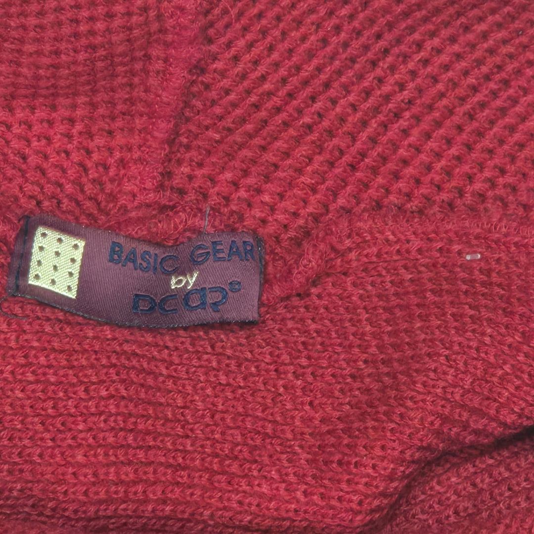 Asymmetrisk röd stickad poncho med knapp – Basic Gear - Homy Secondhand Online