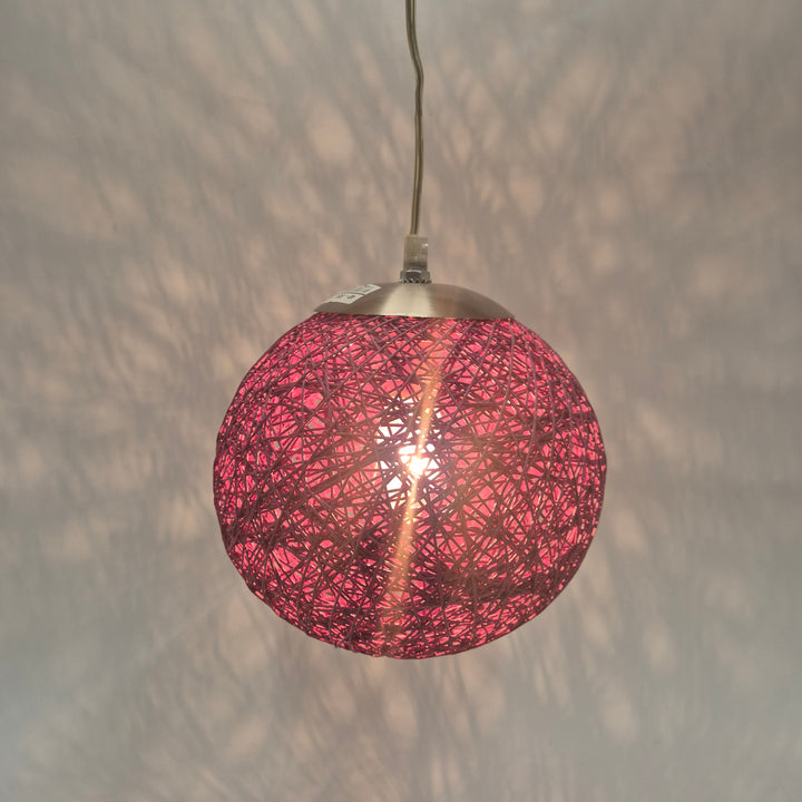 Unik rosa hänglampa i tråd och glas